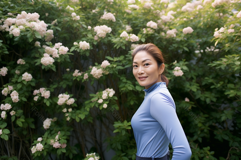 绿植旁早晨起床锻炼女性摄影实拍,高清,摄影图,摄影图片,图片大全,摄影图免费下载